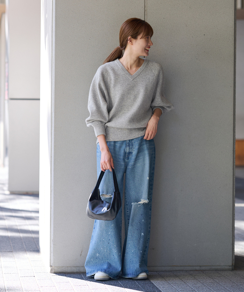 フレームワーク AQUA Vネック プルオーバー ニット カシミヤ混 グレー セール】≪追加≫AQUA Vネックプルオーバー2（ニット/セーター