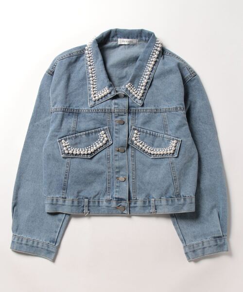 CECIL McBEE（セシルマクビー）の「パール付きGジャン（デニムジャケット・レディース・ブルー/ブラック・MEDIUM）」の2枚目の写真