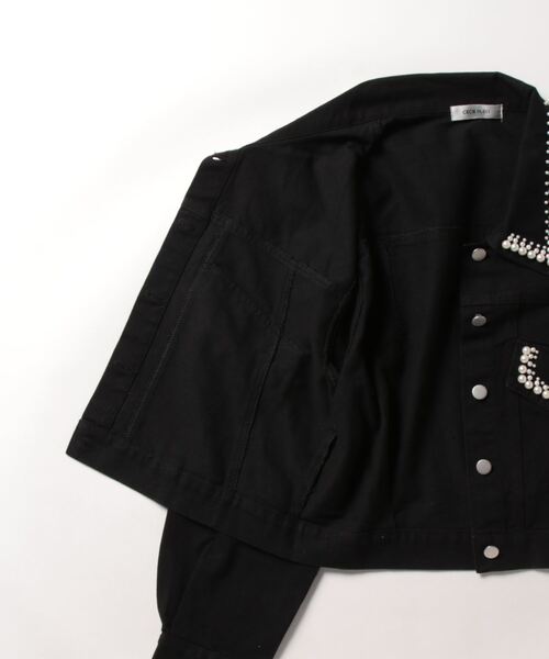 CECIL McBEE（セシルマクビー）の「パール付きGジャン（デニムジャケット・レディース・ブルー/ブラック・MEDIUM）」の4枚目の写真