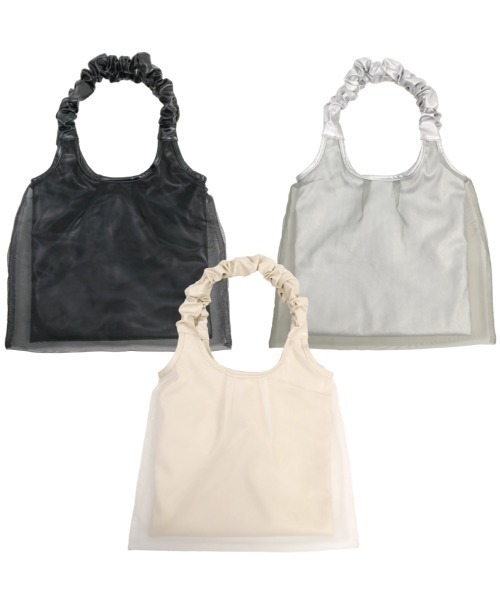 Per sist ence（パーシエンス）の「ギャザーハンドルチュールトート（トートバッグ・レディース・シルバー/アイボリー/ブラック/ブロンズ・FREE）」の5枚目の写真