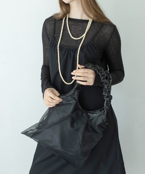 Per sist ence（パーシエンス）の「ギャザーハンドルチュールトート（トートバッグ・レディース・シルバー/アイボリー/ブラック/ブロンズ・FREE）」の17枚目の写真