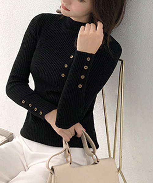Miniministore(ミニミニストア)の「ニットトップス レディース 長袖(ニット/セーター・レディース・ホワイト/ベージュ/ブラック/ピンク・フリー)」の2枚目の写真