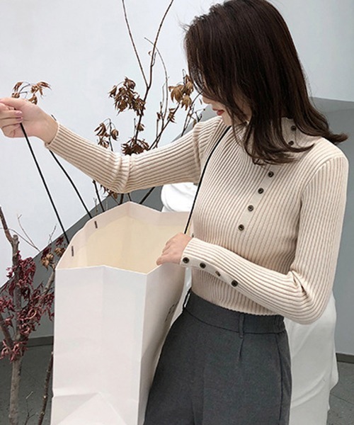 Miniministore(ミニミニストア)の「ニットトップス レディース 長袖(ニット/セーター・レディース・ホワイト/ベージュ/ブラック/ピンク・フリー)」の17枚目の写真