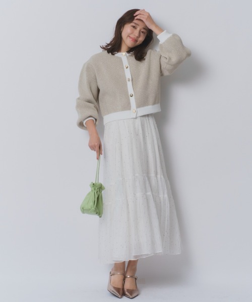 JUSGLITTY（ジャスグリッティー）の「シャイニーマルチ釦カーデ