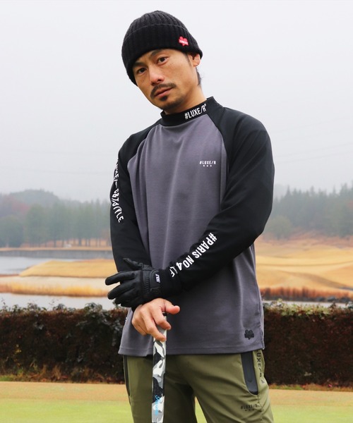 (RM)【LUXE/R GOLF】ストレッチ スムース ハイネック ラグラン 長袖 Tシャツ（Tシャツ/カットソー）｜LUXE/R GOLF（ラグジュ ゴルフ）