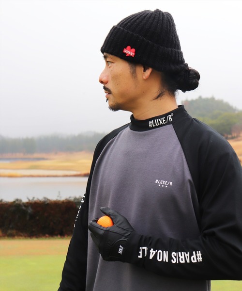 (RM)【LUXE/R GOLF】ストレッチ スムース ハイネック ラグラン 長袖 Tシャツ（Tシャツ/カットソー）｜LUXE/R GOLF（ラグジュ ゴルフ）
