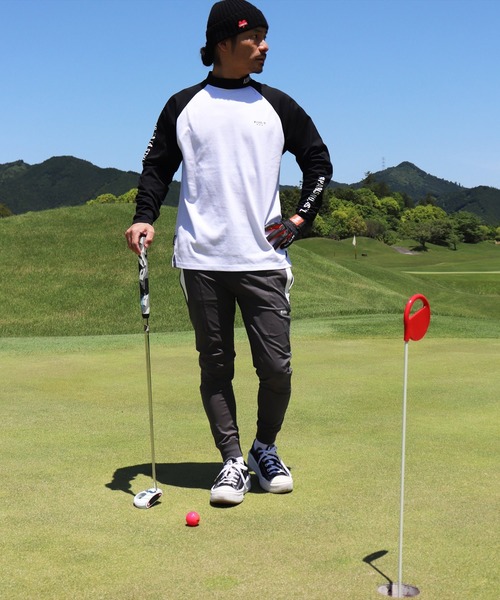 (RM)【LUXE/R GOLF】ストレッチ スムース ハイネック ラグラン 長袖 Tシャツ（Tシャツ/カットソー）｜LUXE/R GOLF（ラグジュ ゴルフ）