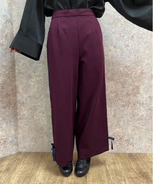axes femme（アクシーズファム）の「リボン付ラインジャージパンツ（その他パンツ・レディース・ワイン/ブラック/サックスブルー・FREE）」の3枚目の写真