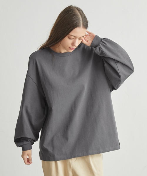 molk(モルク)の「【molk】バルーンスリーブロングTシャツ(Tシャツ/カットソー・メンズ・グレイッシュブルー/チャコールグレー/ホワイト・S/L/M)」の19枚目の写真