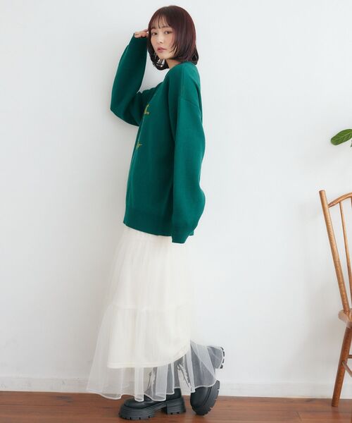 RETRO GIRL（レトロガール）の「柄アソートジャガードNT（ニット/セーター・レディース・グリーン/ナチュラル/オフホワイト/ダークブルー・FREE）」の8枚目の写真