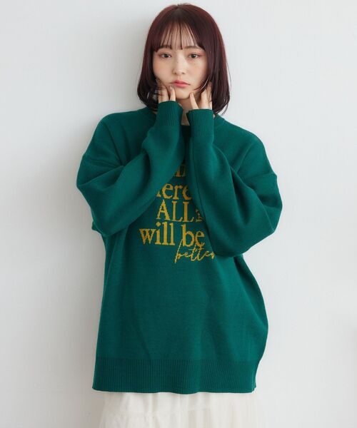 RETRO GIRL（レトロガール）の「柄アソートジャガードNT（ニット/セーター・レディース・グリーン/ナチュラル/オフホワイト/ダークブルー・FREE）」の10枚目の写真