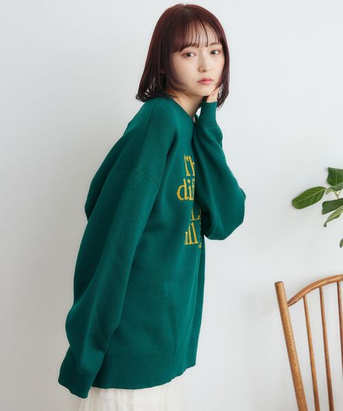 RETRO GIRL（レトロガール）の「柄アソートジャガードNT（ニット/セーター・レディース・グリーン/ナチュラル/オフホワイト/ダークブルー・FREE）」の11枚目の写真