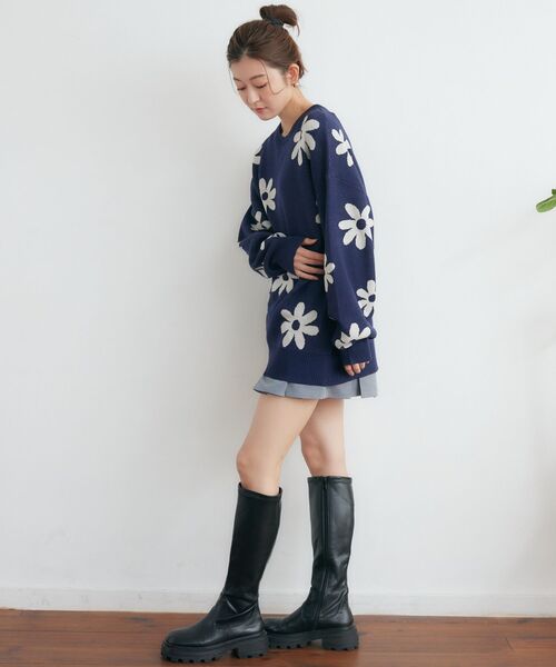 RETRO GIRL（レトロガール）の「柄アソートジャガードNT（ニット/セーター・レディース・グリーン/ナチュラル/オフホワイト/ダークブルー・FREE）」の16枚目の写真