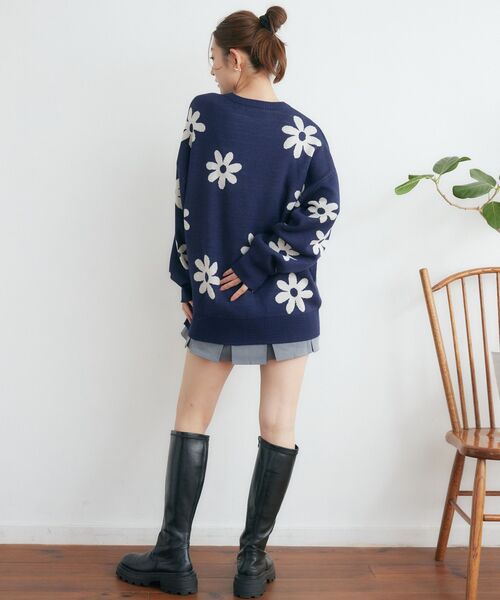 RETRO GIRL（レトロガール）の「柄アソートジャガードNT（ニット/セーター・レディース・グリーン/ナチュラル/オフホワイト/ダークブルー・FREE）」の17枚目の写真