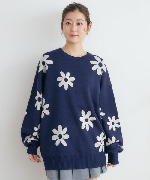 RETRO GIRL（レトロガール）の「柄アソートジャガードNT（ニット/セーター・レディース・グリーン/ナチュラル/オフホワイト/ダークブルー・FREE）」の18枚目の写真