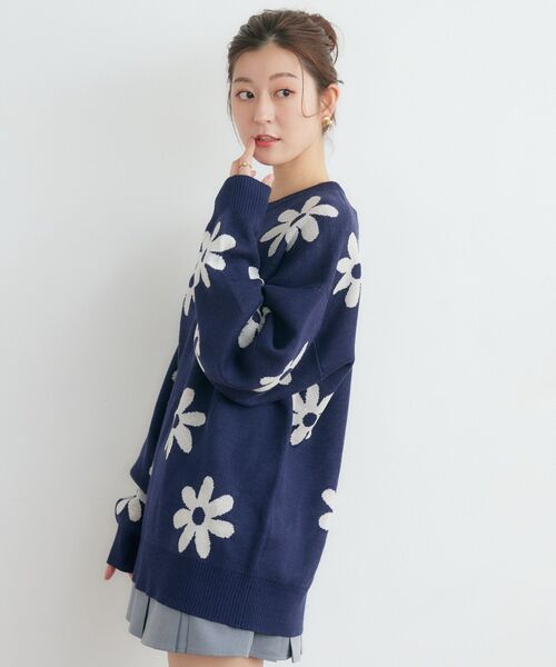 RETRO GIRL（レトロガール）の「柄アソートジャガードNT（ニット/セーター・レディース・グリーン/ナチュラル/オフホワイト/ダークブルー・FREE）」の20枚目の写真