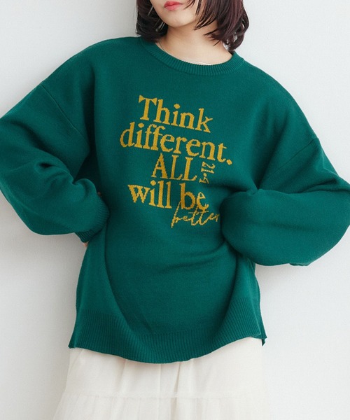 RETRO GIRL（レトロガール）の「柄アソートジャガードNT（ニット/セーター・レディース・グリーン/ナチュラル/オフホワイト/ダークブルー・FREE）」の3枚目の写真