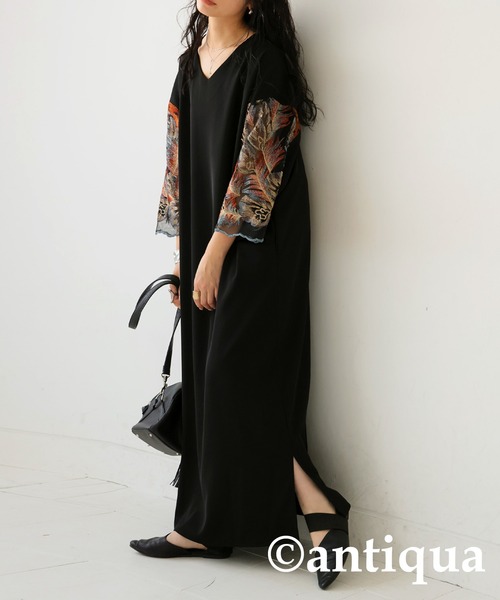 antiqua（アンティカ）の「刺繍デザインワンピース（ワンピース・レディース・ブラック・R/P）」の11枚目の写真