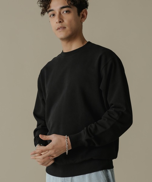 NANO universe（ナノユニバース）の「「NJ/CLUB」HOMESTOCK SORONA裏毛クルーネックスウェット(セットアップ可)（スウェット・メンズ・ブラック/ベージュ・M/L）」の2枚目の写真