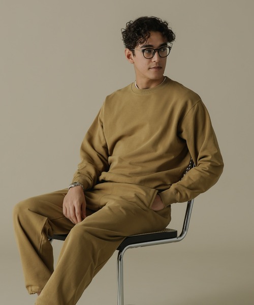 NANO universe（ナノユニバース）の「「NJ/CLUB」HOMESTOCK SORONA裏毛クルーネックスウェット(セットアップ可)（スウェット・メンズ・ブラック/ベージュ・M/L）」の6枚目の写真