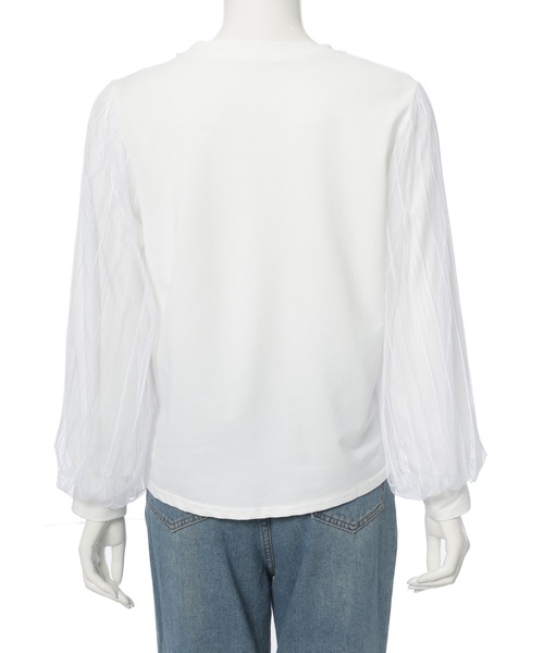 fifth（フィフス）の「パールデザイン袖チュールカットソー（Tシャツ/カットソー・レディース・ホワイト/ブラック・M）」の6枚目の写真