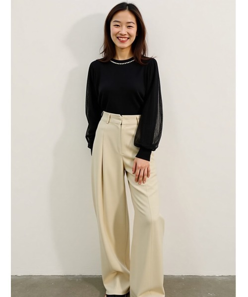 fifth（フィフス）の「パールデザイン袖チュールカットソー（Tシャツ/カットソー・レディース・ホワイト/ブラック・M）」の21枚目の写真