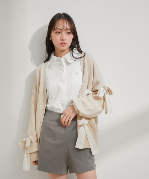 VIS（ビス）の「【EC/一部店舗限定】ビッグリボンカーディガン（カーディガン/ボレロ・レディース・グレー/ブラック/キナリ・FREE）」の22枚目の写真