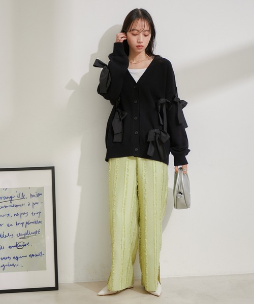 VIS（ビス）の「【EC/一部店舗限定】ビッグリボンカーディガン（カーディガン/ボレロ・レディース・グレー/ブラック/キナリ・FREE）」の20枚目の写真