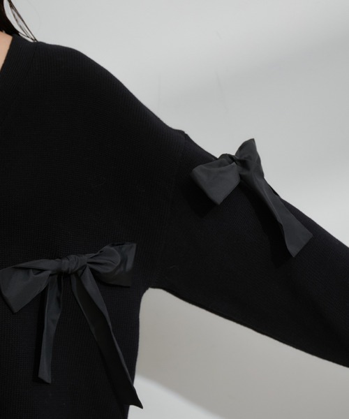 VIS（ビス）の「【EC/一部店舗限定】ビッグリボンカーディガン（カーディガン/ボレロ・レディース・グレー/ブラック/キナリ・FREE）」の18枚目の写真