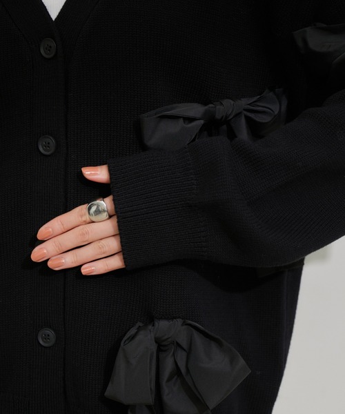 VIS（ビス）の「【EC/一部店舗限定】ビッグリボンカーディガン（カーディガン/ボレロ・レディース・グレー/ブラック/キナリ・FREE）」の15枚目の写真