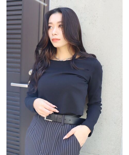 EVRIS（エヴリス）の「ベーシッククロップドロンT（Tシャツ/カットソー・レディース・ホワイト/ブラック/グリーン・FREE）」の19枚目の写真