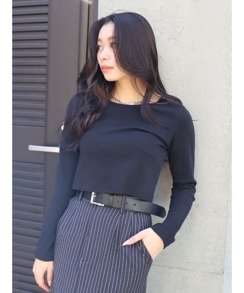 EVRIS（エヴリス）の「ベーシッククロップドロンT（Tシャツ/カットソー・レディース・ホワイト/ブラック/グリーン・FREE）」の21枚目の写真