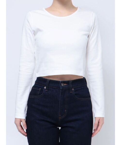 EVRIS（エヴリス）の「ベーシッククロップドロンT（Tシャツ/カットソー・レディース・ホワイト/ブラック/グリーン・FREE）」の8枚目の写真