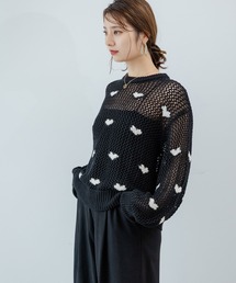 ハート柄ジャガードニット