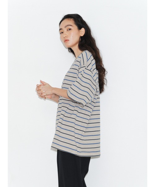 ENCIRCLE(エンサークル)の「【ENCIRCLE/エンサークル】en border T/エンボーダーティー(Tシャツ)(Tシャツ/カットソー・レディース・ベージュ・1)」の2枚目の写真