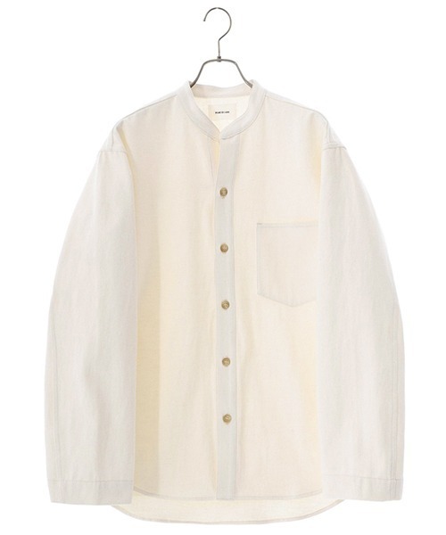 PORT BY ARK（ポートバイアーク）の「PORT BY ARK / ポートバイアーク：Denim Stand Collar Shirt Jacket：PO15-SH001[COR]（デニムジャケット・メンズ・インディゴブルー/ホワイト系その他・2/1）」の2枚目の写真