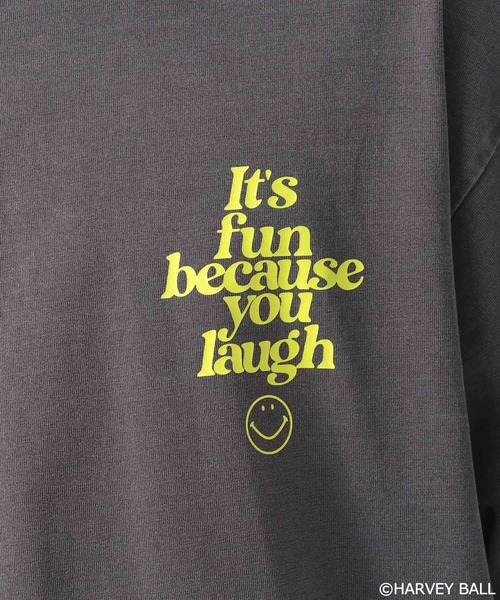 BAYFLOW(ベイフロー)の「【SMILEY FACE(スマイリーフェイス)】HELLO SMILEY長袖プリントTシャツ(Tシャツ/カットソー・メンズ・ホワイト系/チャコール/オフホワイト/イエロー・MEDIUM/LARGE)」の12枚目の写真