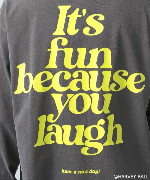 BAYFLOW(ベイフロー)の「【SMILEY FACE(スマイリーフェイス)】HELLO SMILEY長袖プリントTシャツ(Tシャツ/カットソー・メンズ・ホワイト系/チャコール/オフホワイト/イエロー・MEDIUM/LARGE)」の13枚目の写真