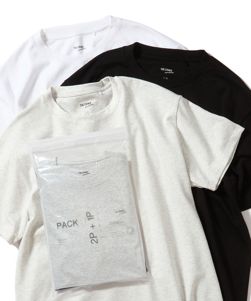 CRIMIE(クライミー)の「CREW NECK T-SHIRT 2P + 1P SERVICE 3P PACK / 無地クルーネック 2P + 1P サービス3P パック(Tシャツ/カットソー・メンズ・ホワイト/マルチ/ブラック/カーキ/ホワイト×ブラック/オートミール/ダークグレー・S/M/L/XL/XXL)」の6枚目の写真