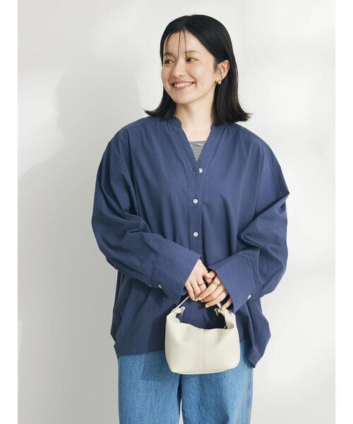 CRAFT STANDARD BOUTIQUE（クラフトスタンダードブティック）の「コクーンドルマンシャツチュニック（チュニック・レディース・ラベンダー/ネイビー/ホワイト・FREE）」の16枚目の写真