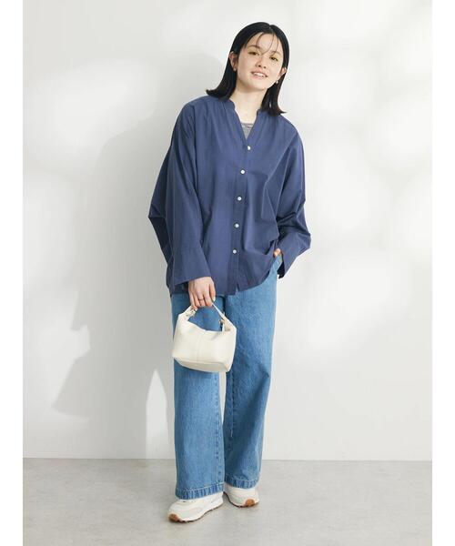 CRAFT STANDARD BOUTIQUE（クラフトスタンダードブティック）の「コクーンドルマンシャツチュニック（チュニック・レディース・ラベンダー/ネイビー/ホワイト・FREE）」の20枚目の写真
