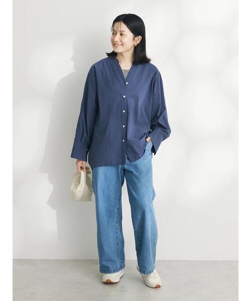 CRAFT STANDARD BOUTIQUE（クラフトスタンダードブティック）の「コクーンドルマンシャツチュニック（チュニック・レディース・ラベンダー/ネイビー/ホワイト・FREE）」の21枚目の写真