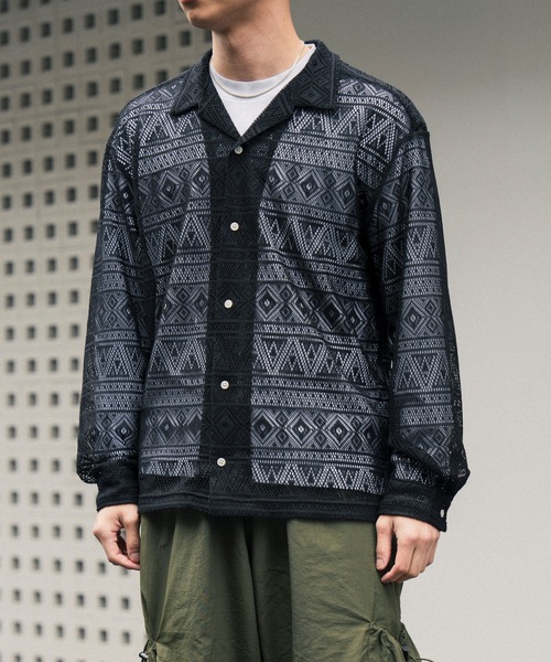 COLIN(コリン)の「COLIN:MONOTONE LACE SHIRTS / モノトーン レース シャツ(シャツ/ブラウス・メンズ・ブラック・M/L)」の16枚目の写真