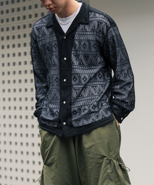 COLIN(コリン)の「COLIN:MONOTONE LACE SHIRTS / モノトーン レース シャツ(シャツ/ブラウス・メンズ・ブラック・M/L)」の19枚目の写真