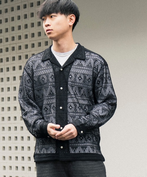 COLIN(コリン)の「COLIN:MONOTONE LACE SHIRTS / モノトーン レース シャツ(シャツ/ブラウス・メンズ・ブラック・M/L)」の3枚目の写真