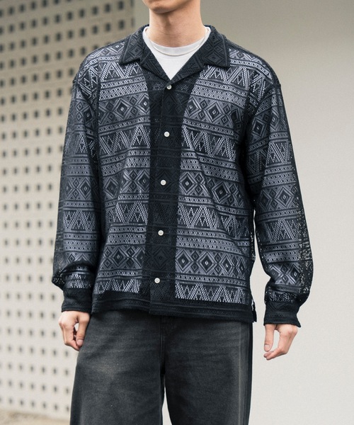COLIN(コリン)の「COLIN:MONOTONE LACE SHIRTS / モノトーン レース シャツ(シャツ/ブラウス・メンズ・ブラック・M/L)」の15枚目の写真