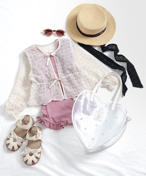 apres les cours（アプレレクール）の「リボン付きカンカン帽_UVカット（ハット・キッズ・ブラック/ベージュ・54/52/50/48）」の5枚目の写真