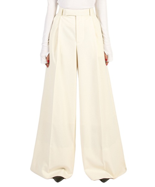 JOHN LAWRENCE SULLIVAN(ジョンローレンスサリバン)の「WOOL FLANNEL WIDE TROUSERS(スラックス・レディース・ホワイト/ネイビー・X-SMALL/SMALL)」の2枚目の写真
