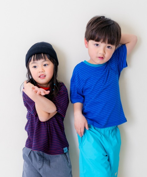 and D. petit main(アンドディープティマイン)の「【リンク】オーバーサイズボーダー半袖T(Tシャツ/カットソー・キッズ・ピンク系その他/ネイビー/ブルー・90cm/100cm/110cm/130cm/120cm)」の14枚目の写真