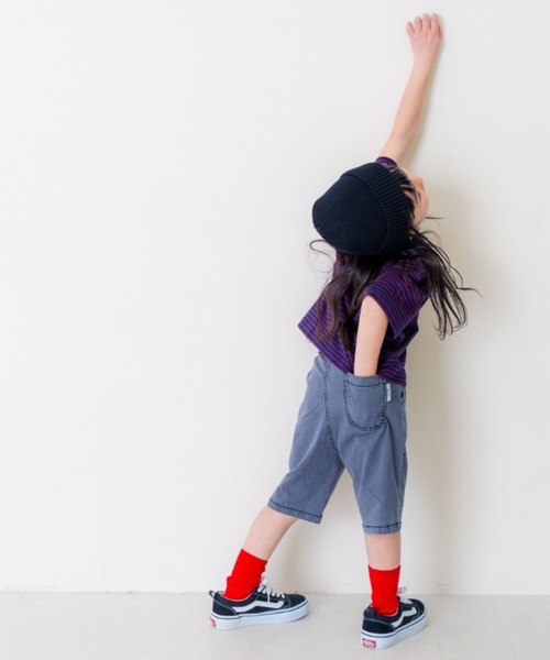 and D. petit main(アンドディープティマイン)の「【リンク】オーバーサイズボーダー半袖T(Tシャツ/カットソー・キッズ・ピンク系その他/ネイビー/ブルー・90cm/100cm/110cm/130cm/120cm)」の7枚目の写真